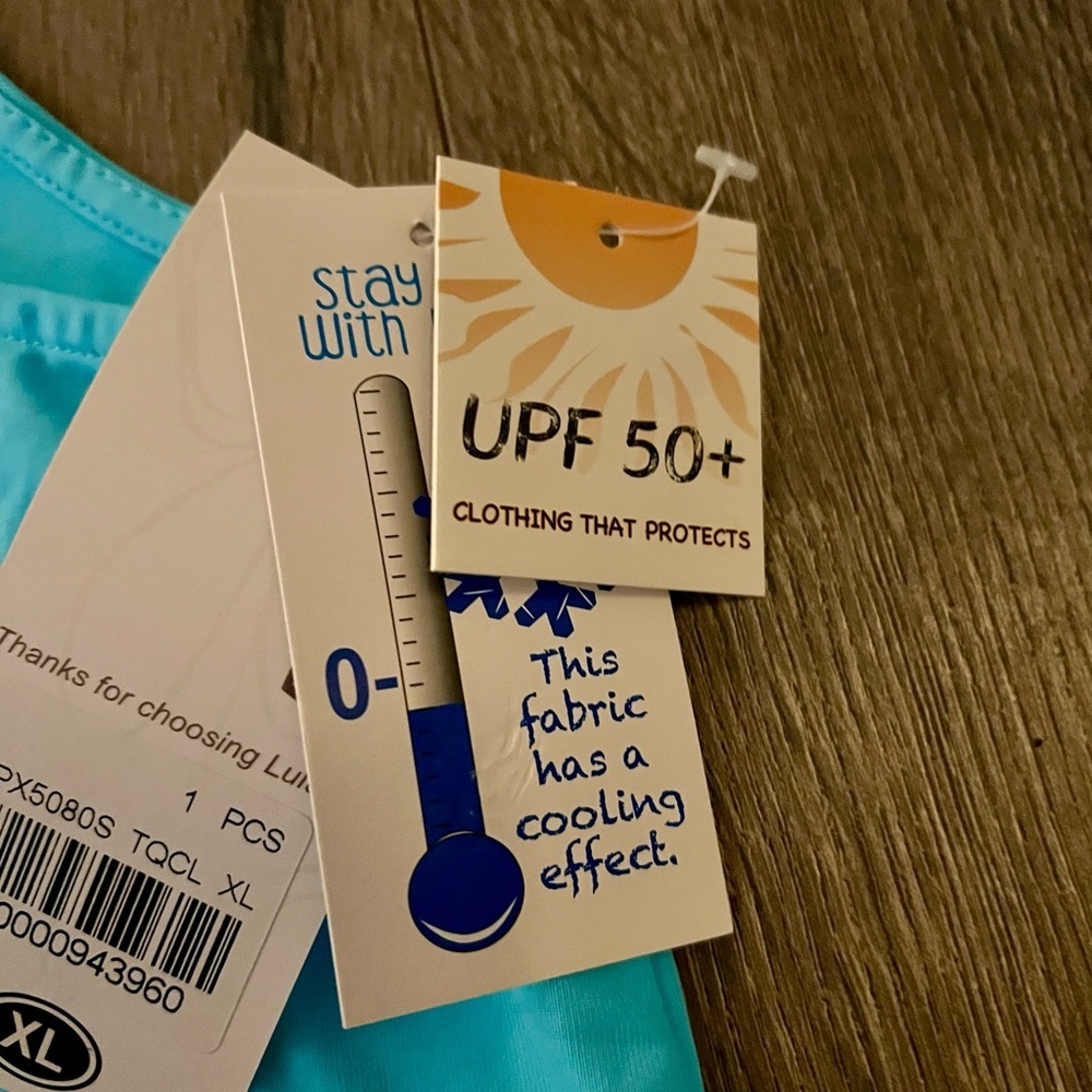 Lulu B Cooling UPF 50 Sleeveless V Neck Tank Top Aqua Blue XL NWT resort wear​ - Picture 10 of 12